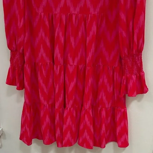 Pomander Place Hot Pink Ikat Kenzo Dress Size M in Hot Pink Ikat - Picture 8 of 13